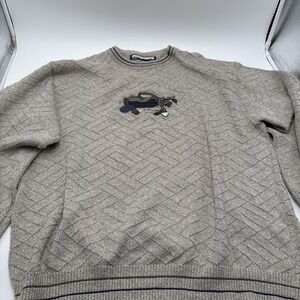 Shenandoah Golf Sweater‎ 100% Cotton Mens Size XLT Beige Embroidered Club Bag